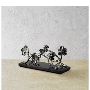 Michael Aram Silver Floral Napkin Stand on Dark Base